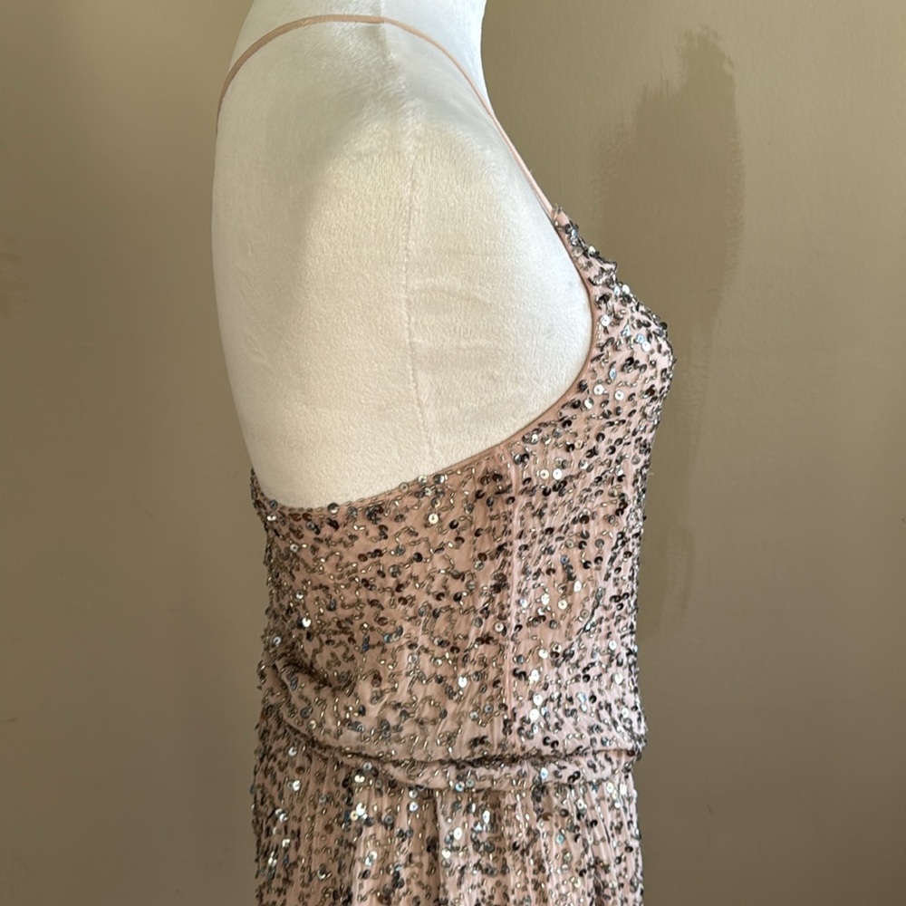 Alice + Olivia Bridget Sequined 100% Silk Blouson Pale Pink Blush Dress‎ Size XS - Picture 8 of 13
